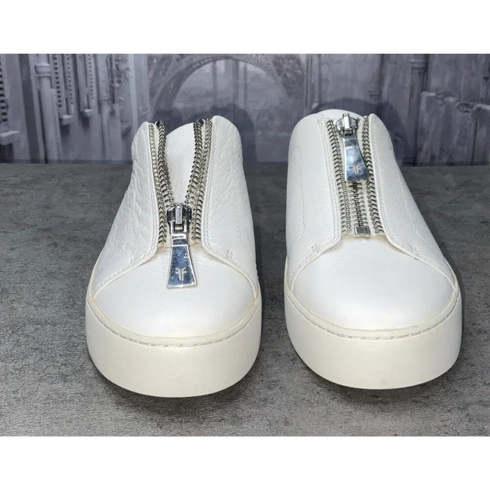 FRYE  Women’s Lena Zip Mule Shoe,White Size 8.5M